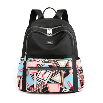 Vento Marea Дорожный Черный Женский Рюкзак 2021, Нейлоновые сумки на плечо с цветочным принтом, Школьная сумка для девочек-подростков, Геометрический рюкзак