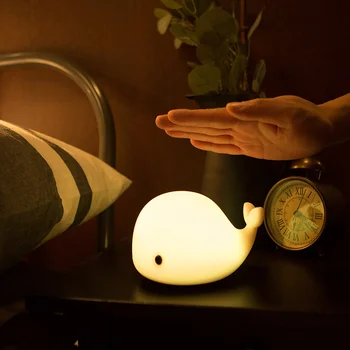 Светодиодный ночник с мягким силиконовым Дельфином, Перезаряжаемый прикроватный светильник, красочное Сенсорное управление, детские светильники, Подарки для Детей