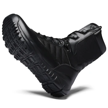 Мужские кожаные ботинки Superstar, черные ботинки для пустыни большого размера, мужские противоскользящие военно-тактические тренировочные мужские армейские боевые ботинки