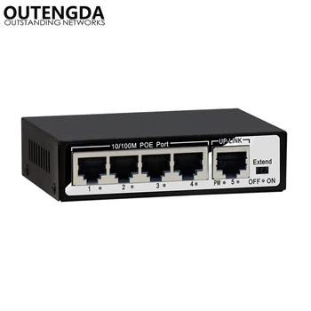 1 + 4 Порта 10/100 Мбит/с 48 Вт Мини PoE-коммутатор Питания по Ethernet IEEE802.3af/at 48 В PoE-коммутатор для IP-камер Беспроводной точки доступа VoIP
