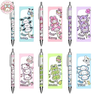 Оригинальная Sanrio 12 шт. Милая Гелевая ручка Hello Kitty Kuromi Melody Ins, Учащиеся Делают заметки для экзамена, Специальная 0,5 Черная быстросохнущая